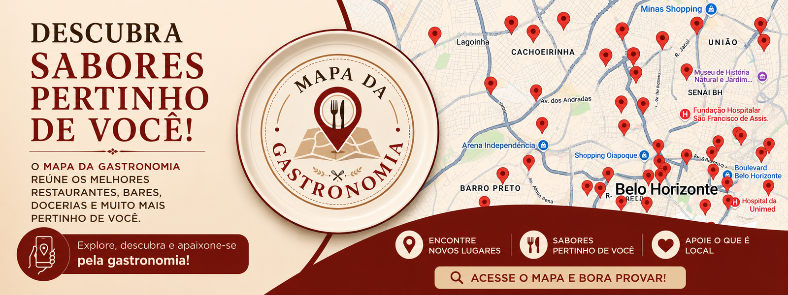 Frame 731 (1200) Mapa gastronômico de Belo Horizonte com marcadores