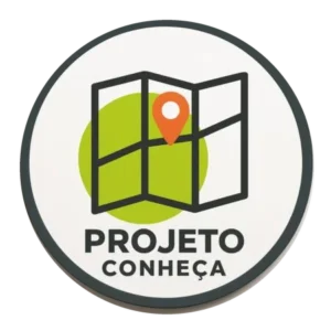 Logo Projeto Conheça com mapa e marcador